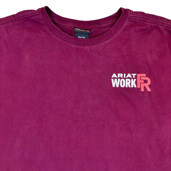 ARIAT Mens Flame Resistant American Raptor Long Sleeve Work T-shirt Burgundy - Picture 4 of 16
